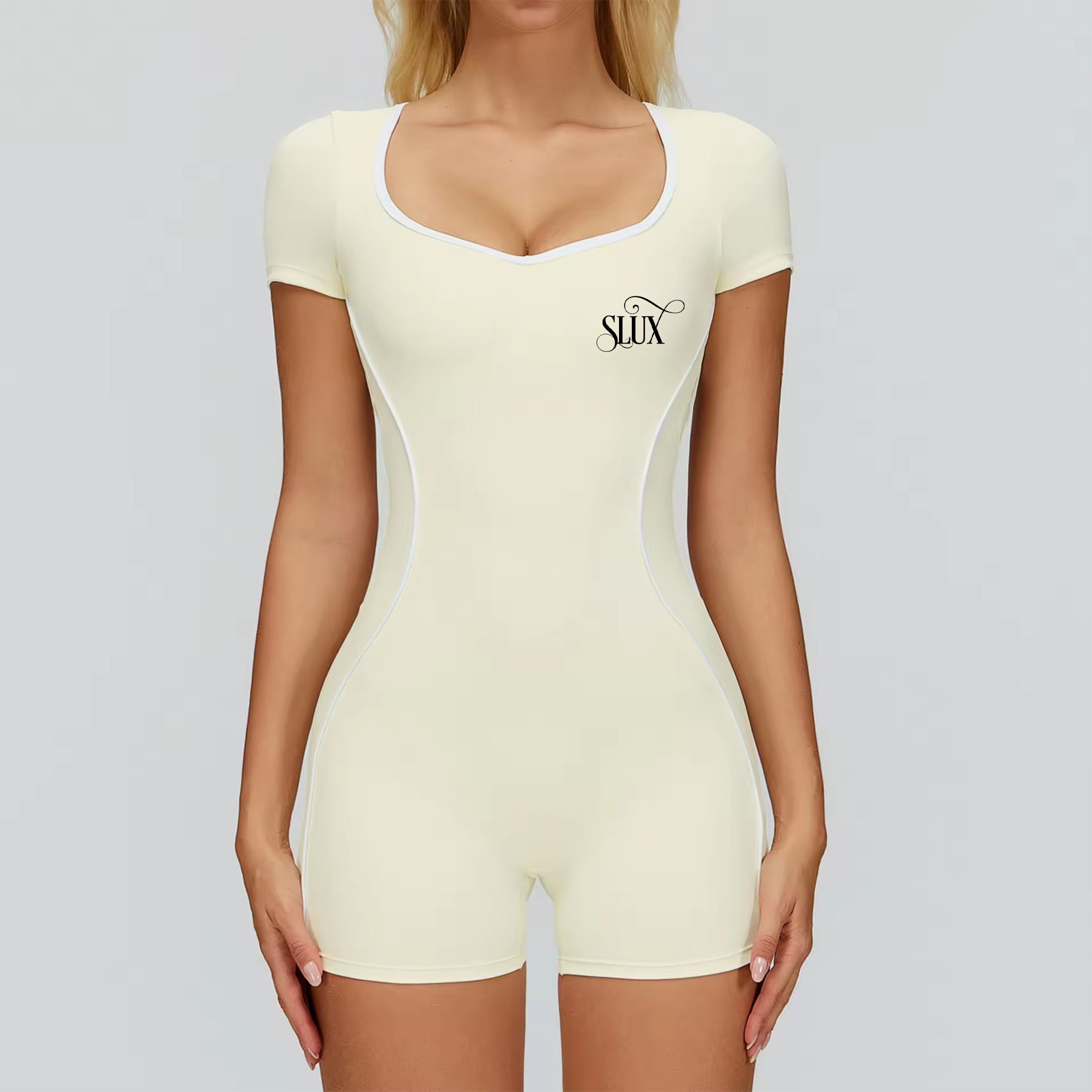 Pre-Order: Beige Sweetheart Neck Unitard