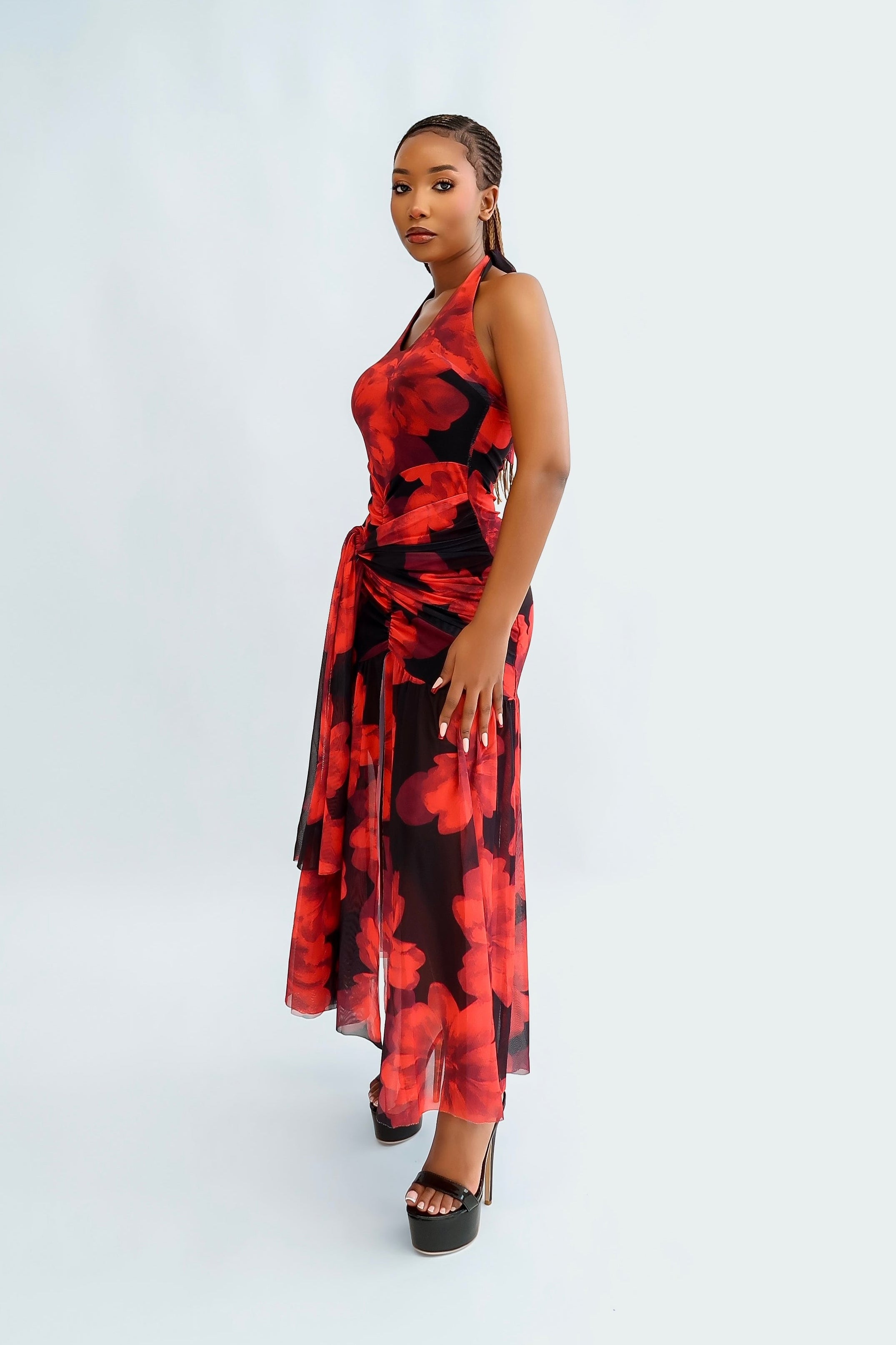 Stretch Ruched Midi Dress