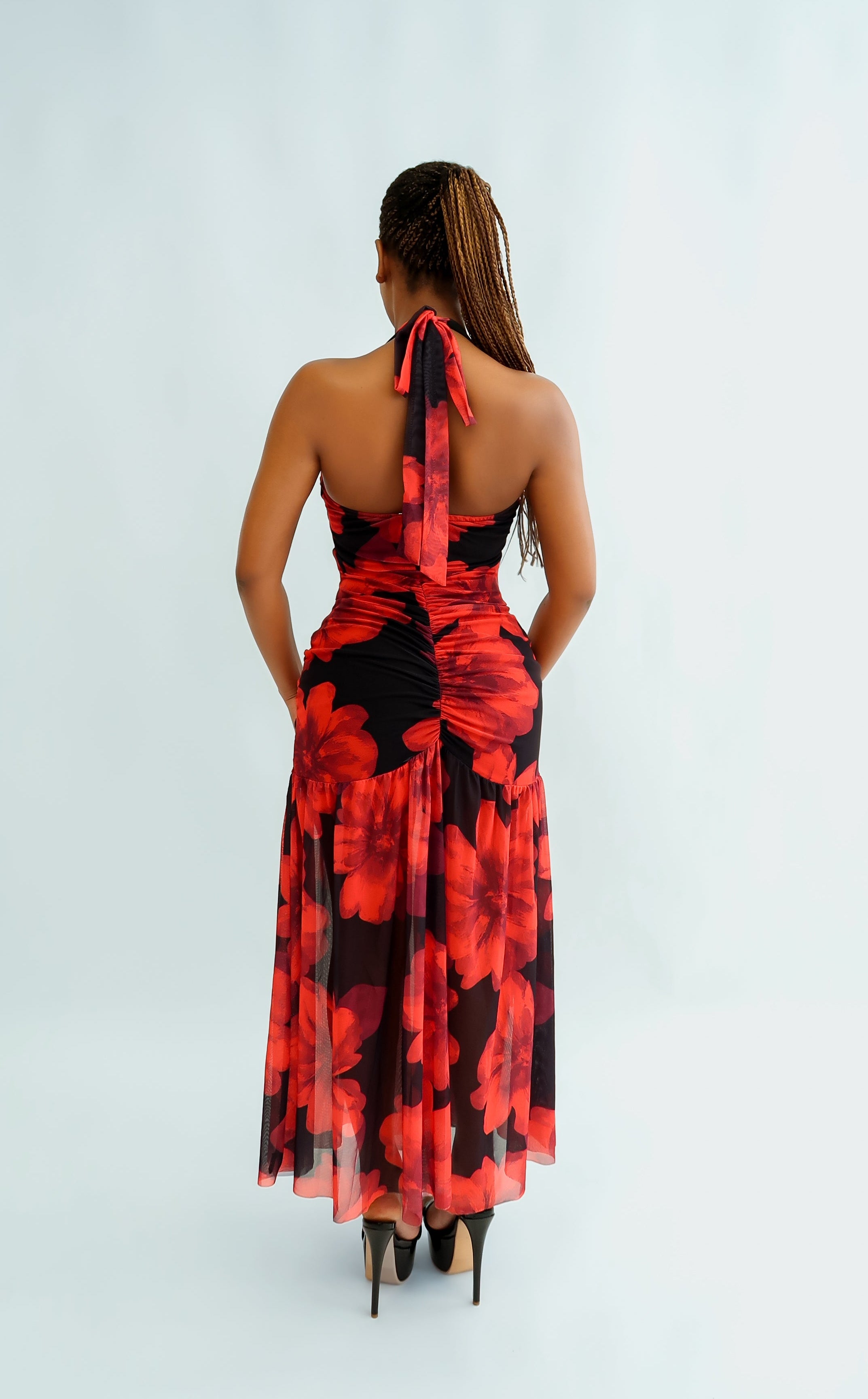 Stretch Ruched Midi Dress