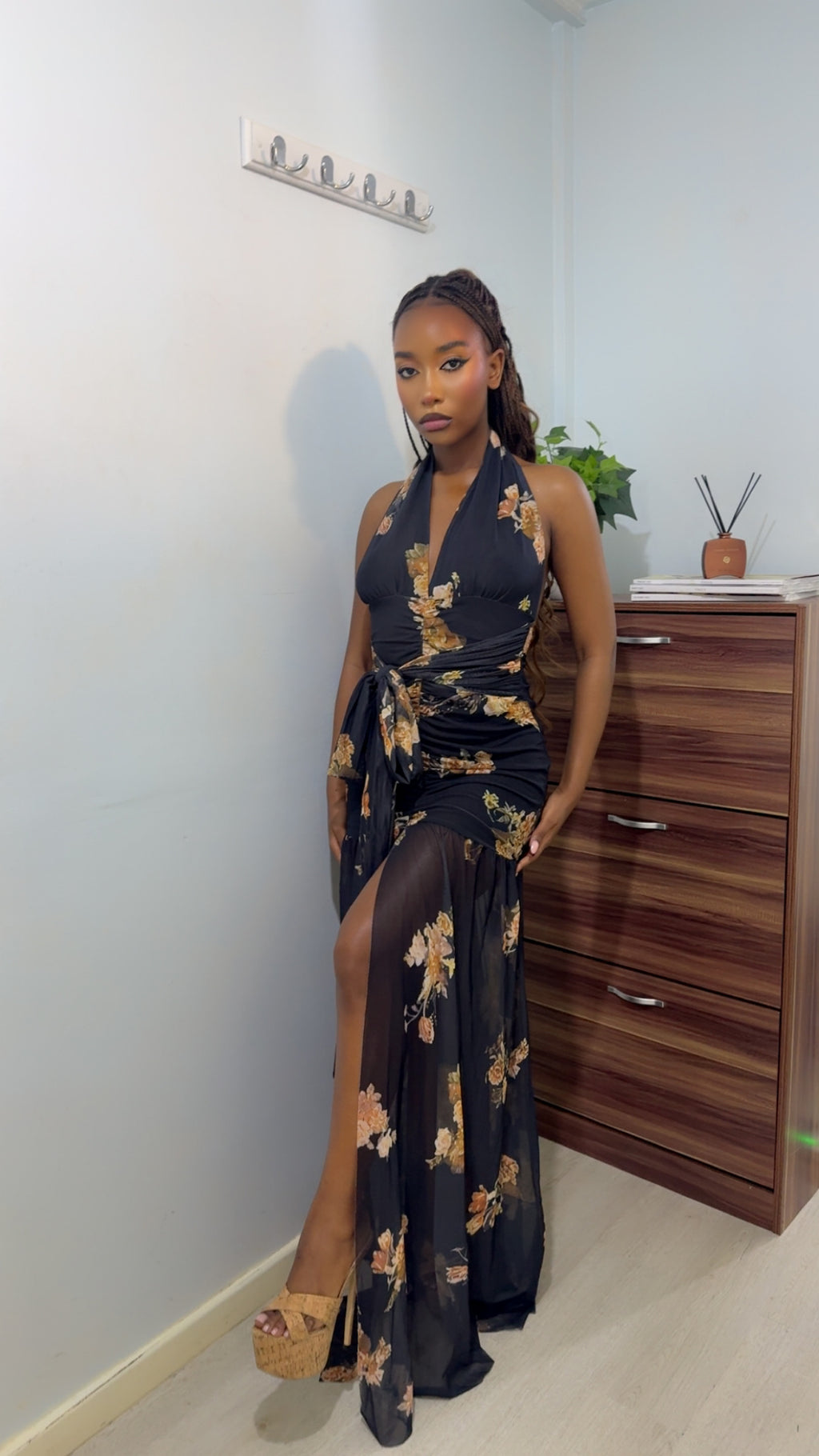 Pre-order Black Floral Maxi Dress (Shipping est. Oct 20th)