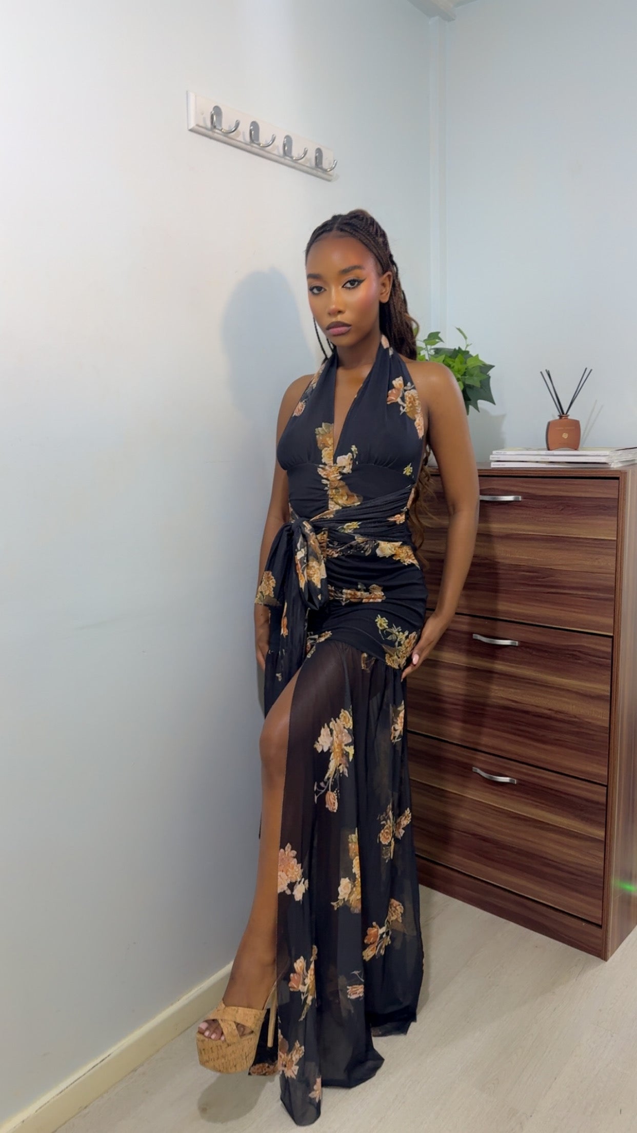 Pre-order Black Floral Maxi Dress (Shipping est. Oct 20th)