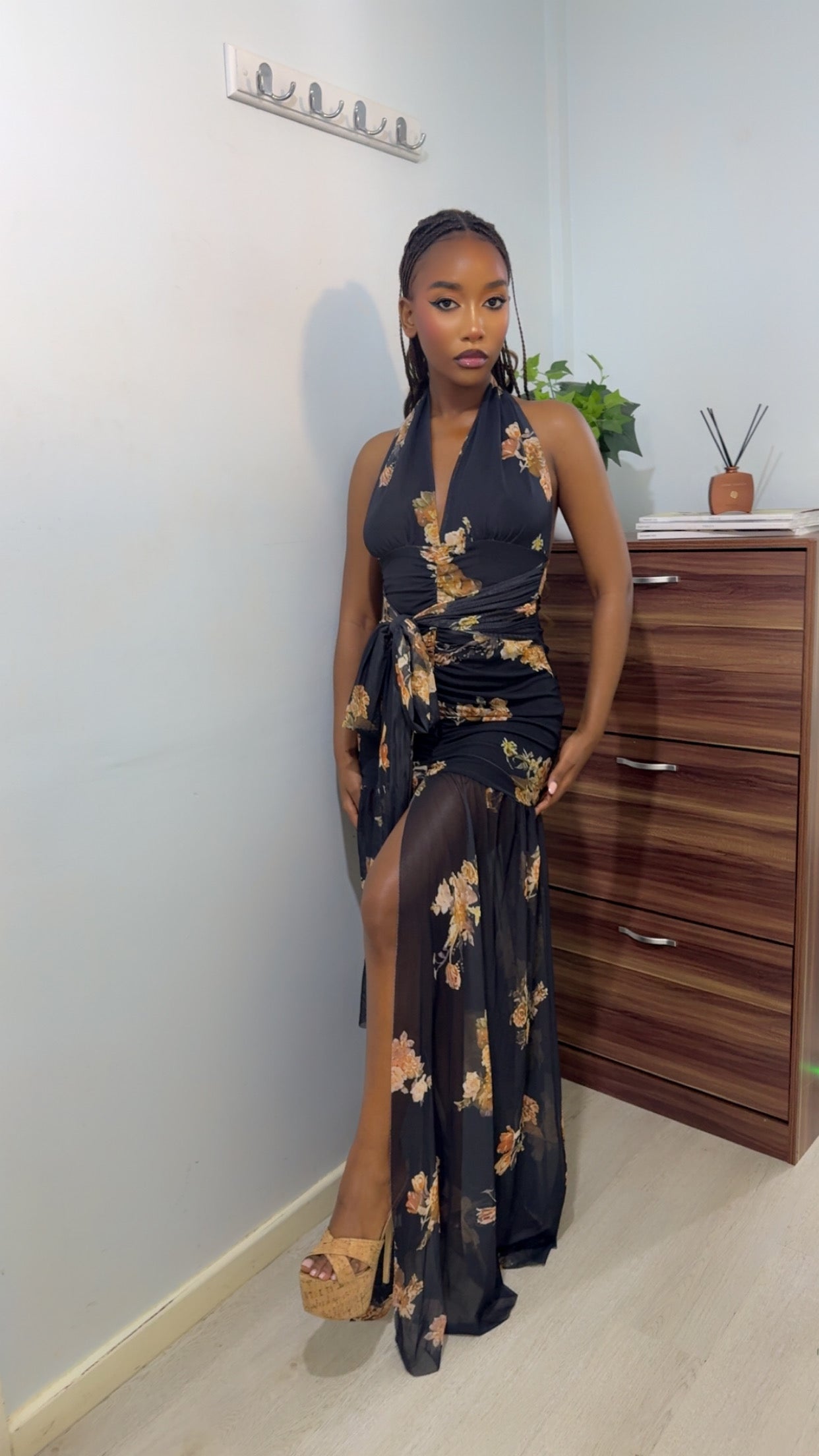 Pre-order Black Floral Maxi Dress (Shipping est. Oct 20th)