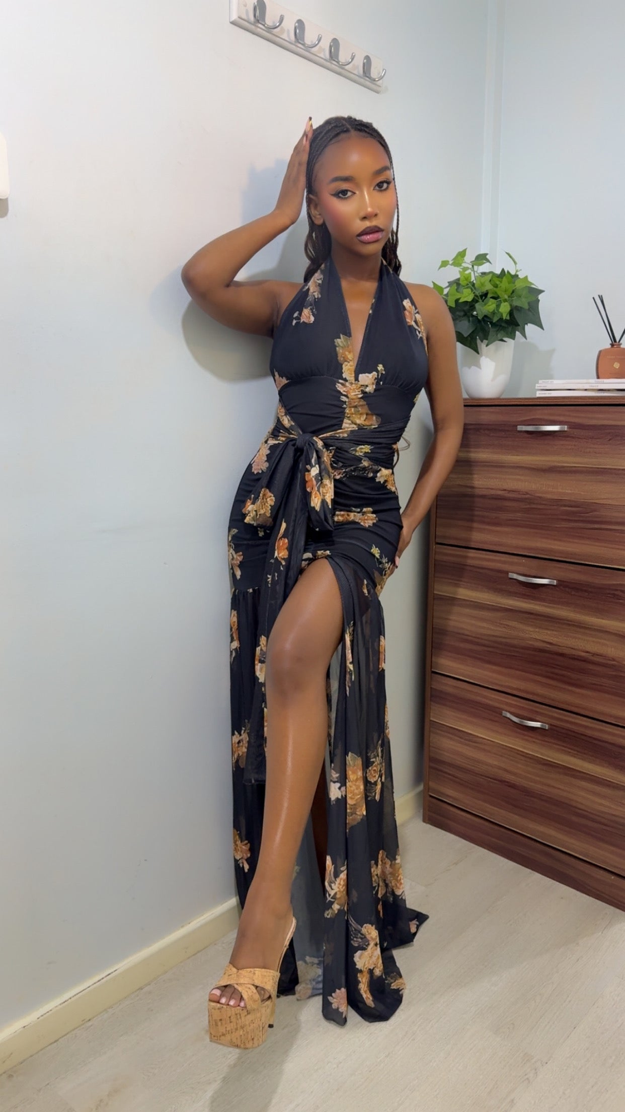 Pre-order Black Floral Maxi Dress (Shipping est. Oct 20th)
