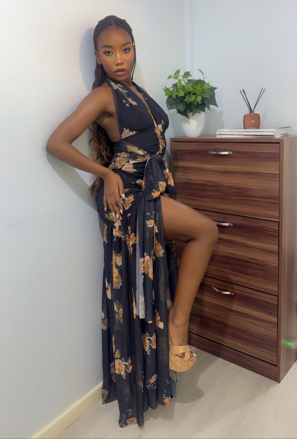 Pre-order Black Floral Maxi Dress (Shipping est. Oct 20th)