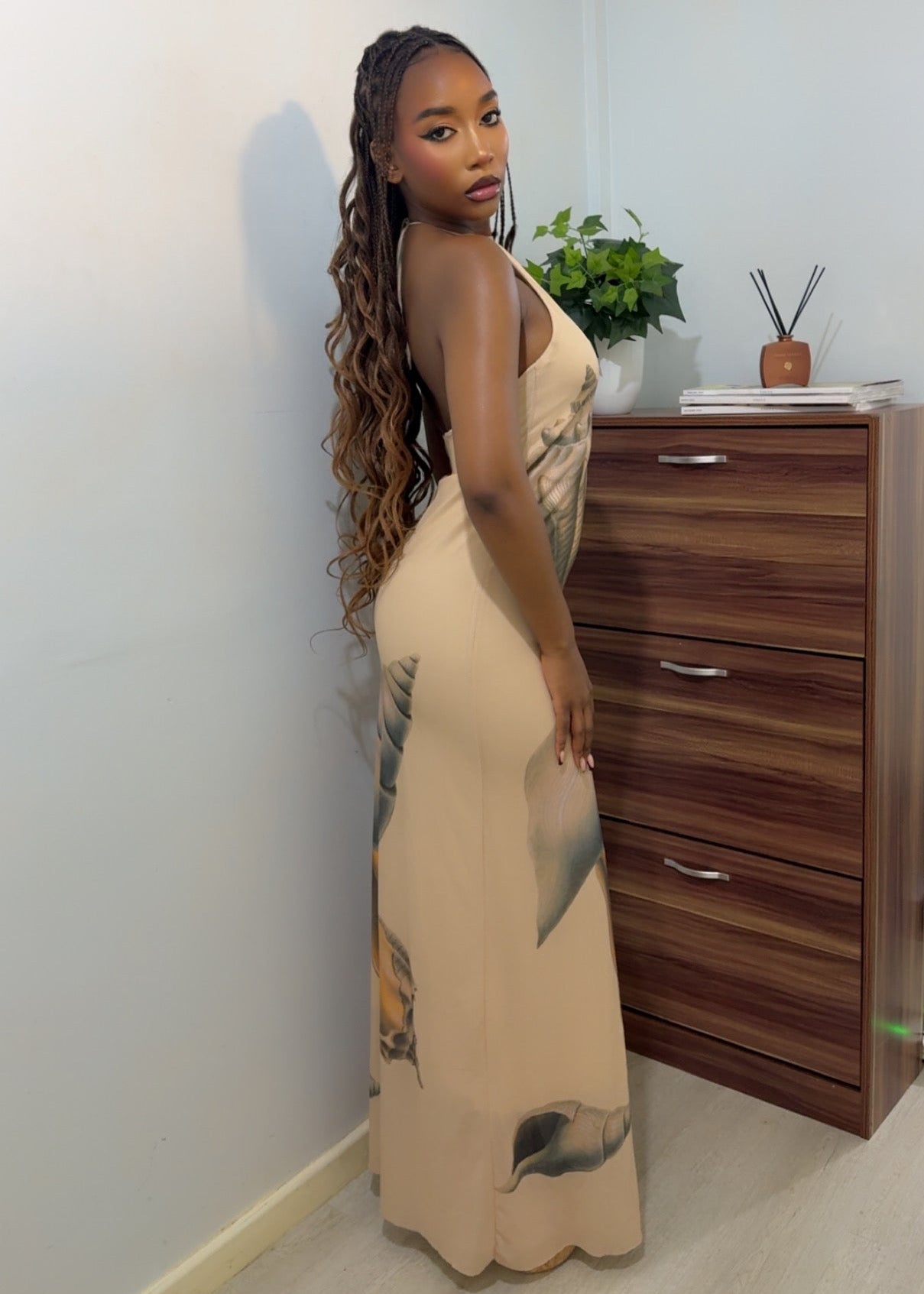 maxi dress with mesh bottom Ariella Mesh Maxi Dress