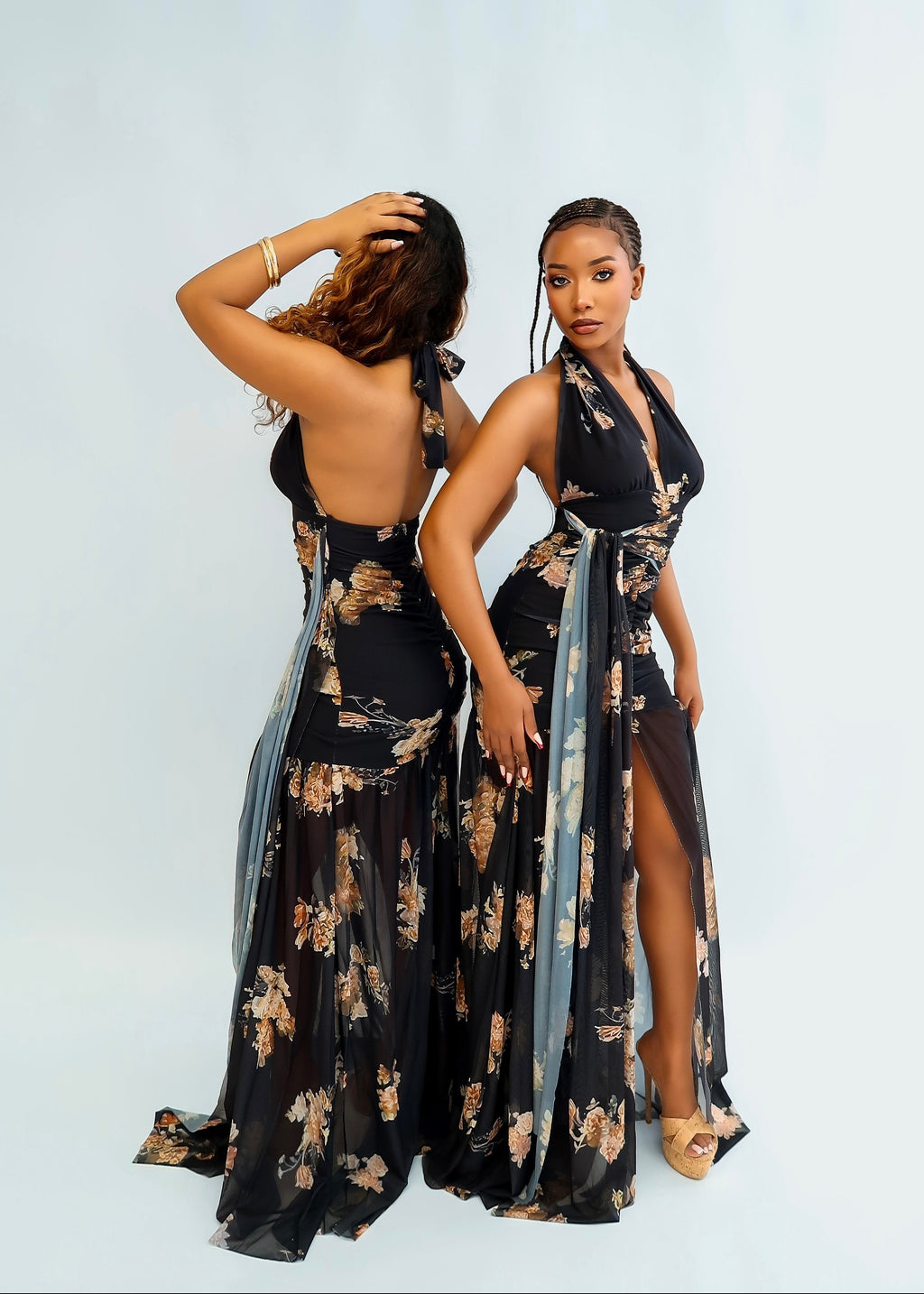 Halter-Neck Drape Tie Dress