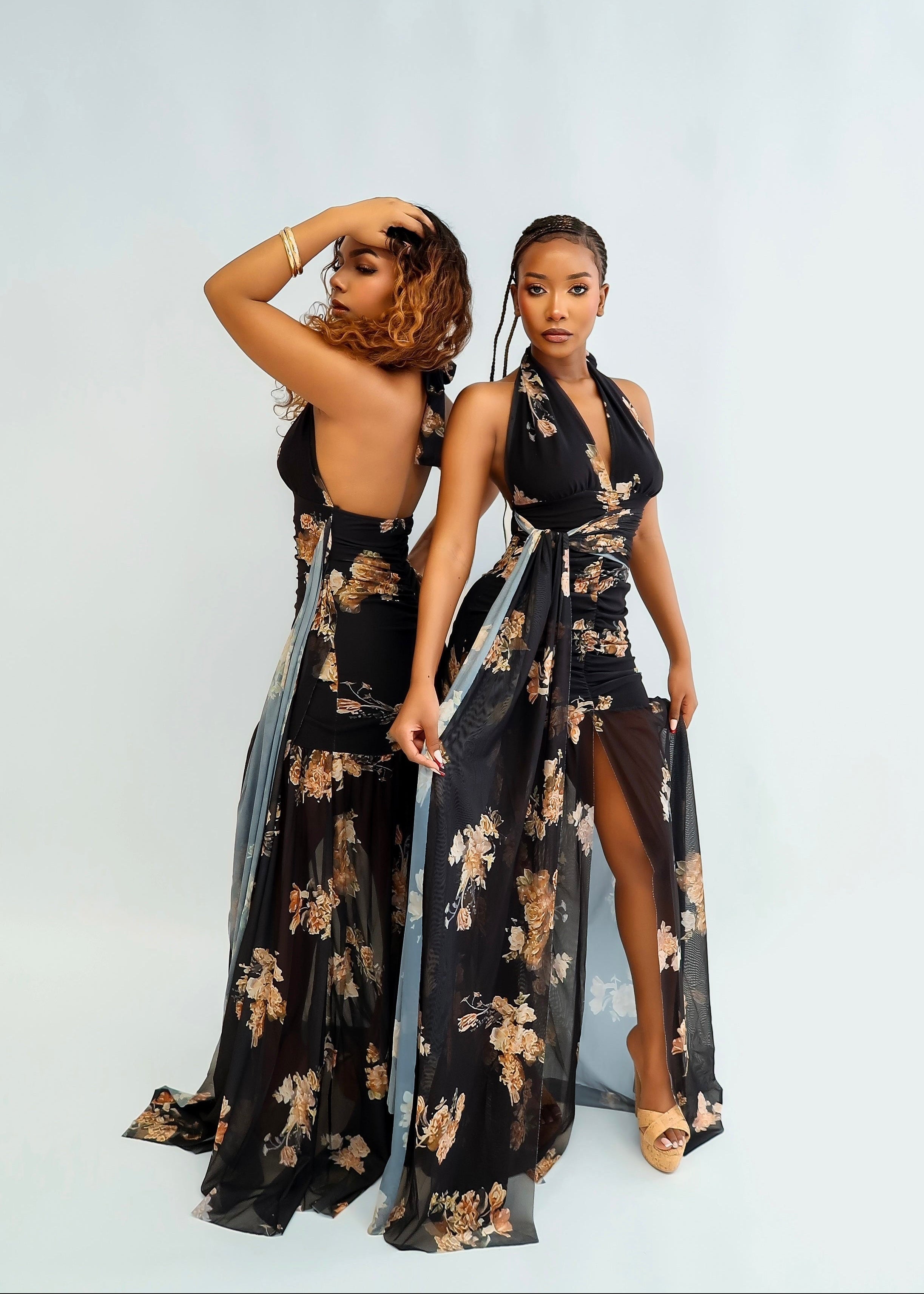 Halter-Neck Drape Tie Dress